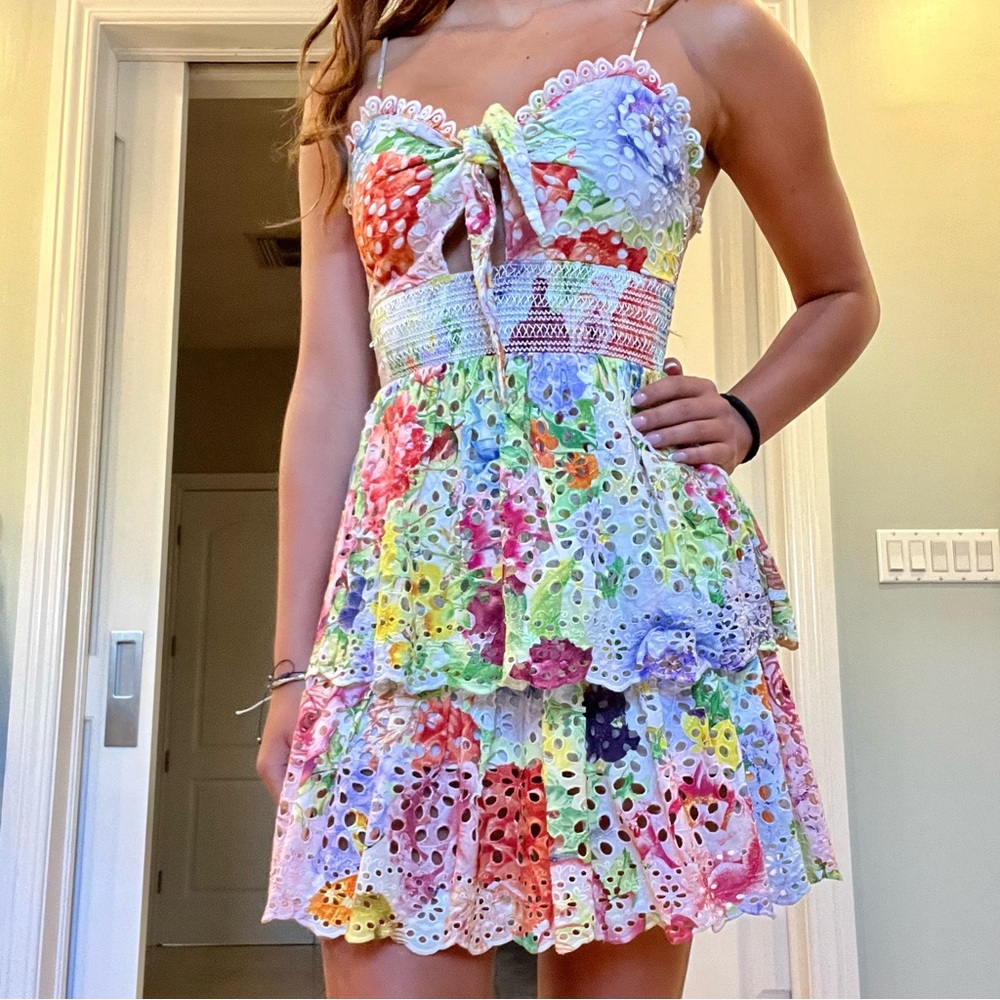 Alice + Olivia Floral Print Ruffled Tiered Sundress